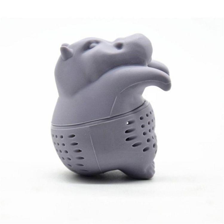 2 PCS Silicone Hippo Shaped Tea Infuser Reusable Tea Strainer Coffee Herb Filter For Home(Gray)