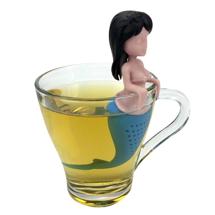 Silicone Mermaid Tea Infuser Tea Strainer Teapot Filter(Black)