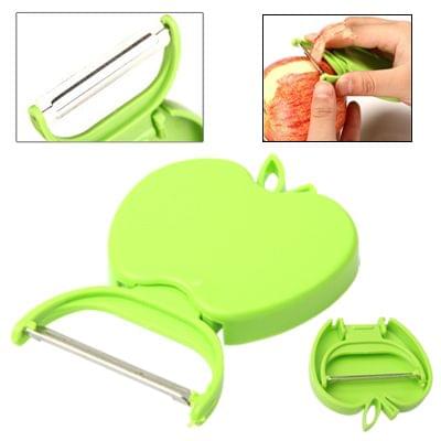 Practical Mini Foldable Fruit Parer Peeler Paner Lovely Apple Shape(Green)