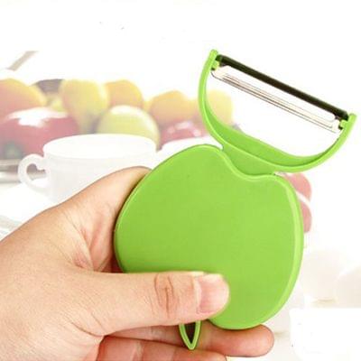 Practical Mini Foldable Fruit Parer Peeler Paner Lovely Apple Shape(Green)