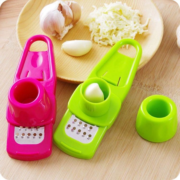 Multi-Functional Garlic Slicer Creative Mini Garlic Grinding Grater Cutter(Rose red)