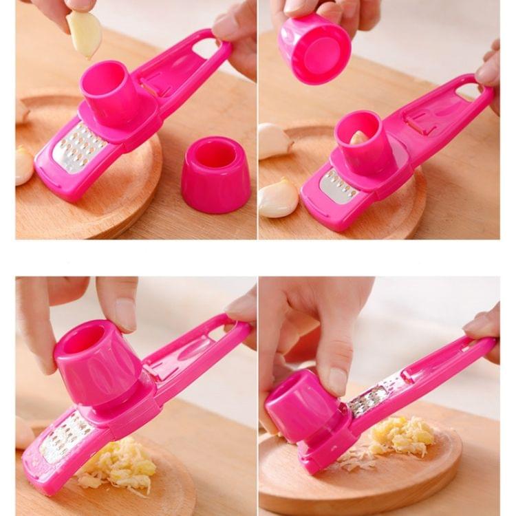 Multi-Functional Garlic Slicer Creative Mini Garlic Grinding Grater Cutter(Rose red)