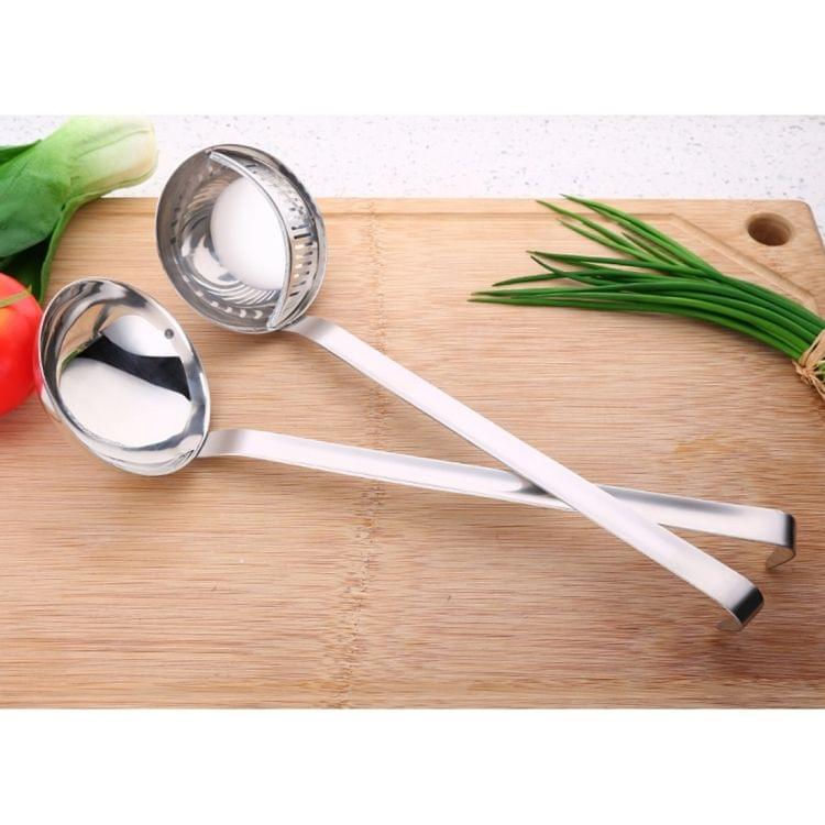 Multi-function Dual Purpose Long Handle Stainless Steel Colander  Hot Pot Soup Spoon, Size: 32 x 9cm