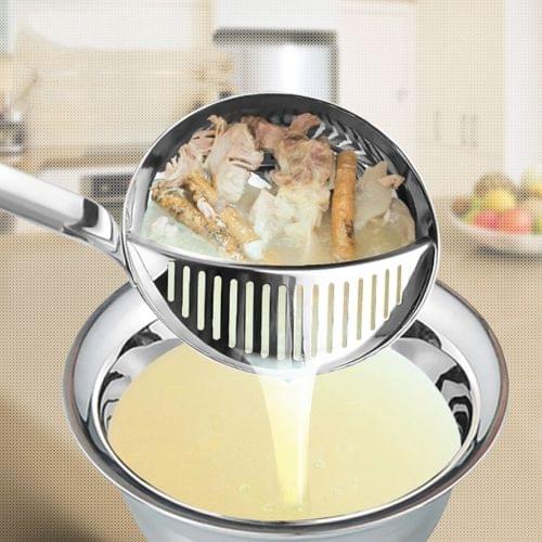 Multi-function Dual Purpose Long Handle Stainless Steel Colander  Hot Pot Soup Spoon, Size: 32 x 9cm