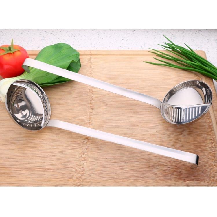 Multi-function Dual Purpose Long Handle Stainless Steel Colander  Hot Pot Soup Spoon, Size: 32 x 9cm