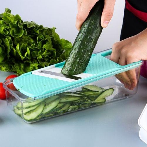 C316 Multifunctional Household Kitchen Vegetables Cutter Potato Grater  with Box(Blue)