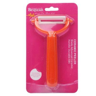 T Shaped Ceramic Skin Peeler with Durable ABS Handle(Orange)