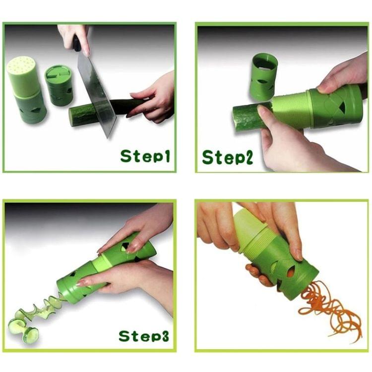 Green Veggie Twister Easy Fruit Vegetable Cutter Slicer Utensil Processing Device(Green)