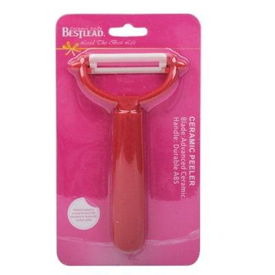 T Shaped Ceramic Skin Peeler with Durable ABS Handle(Red)