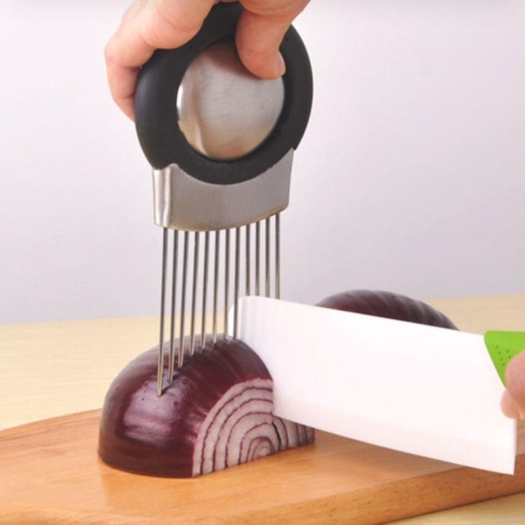 Stainless Steel Easy Cut Onion Holder Fork Soap Vegetable Slicer Tomato Cutter Meat Needle Gadget
