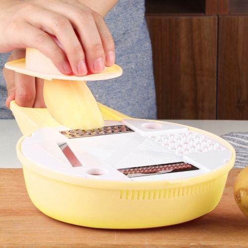 C319 Multifunctional Household Kitchen Vegetables Cutter Potato Grater(Yellow)