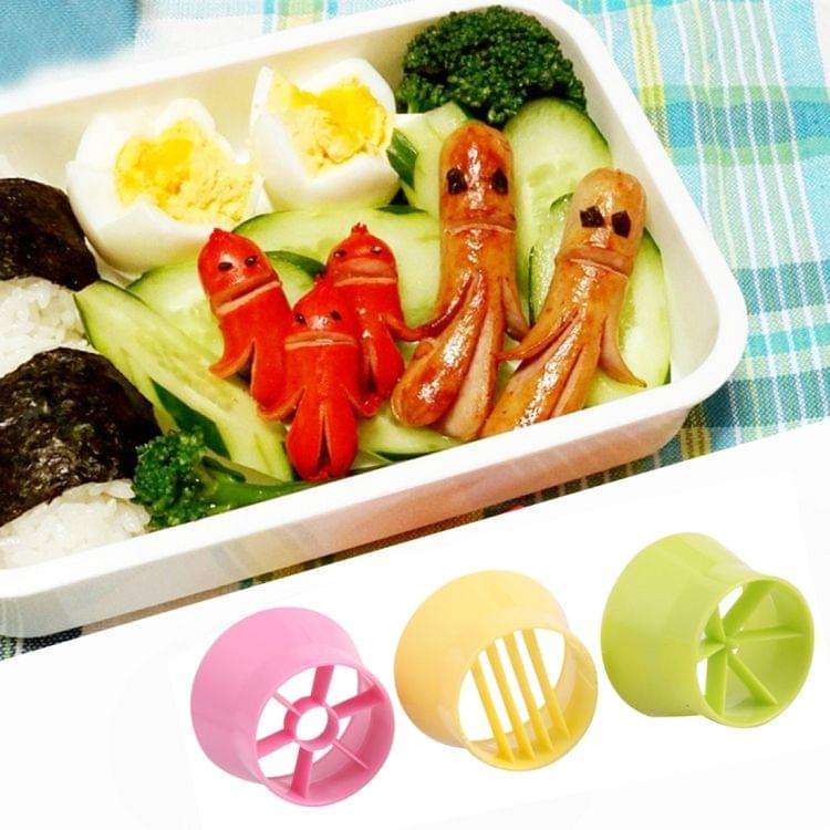 3 PCS Portable Kitchen Cooking Tool Food Fruit Egg Ham Sausage Strawberry Banana Plastic Cutter Slicer