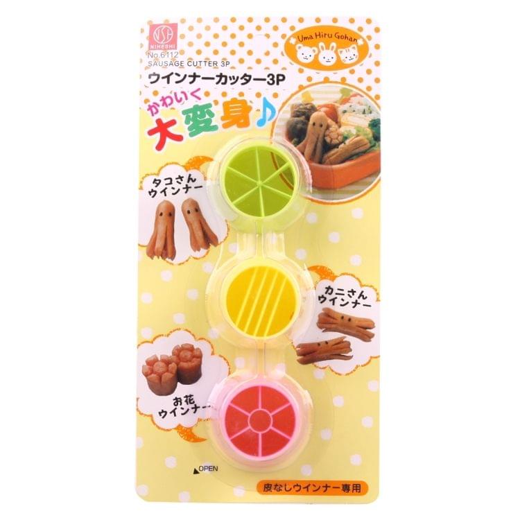 3 PCS Portable Kitchen Cooking Tool Food Fruit Egg Ham Sausage Strawberry Banana Plastic Cutter Slicer