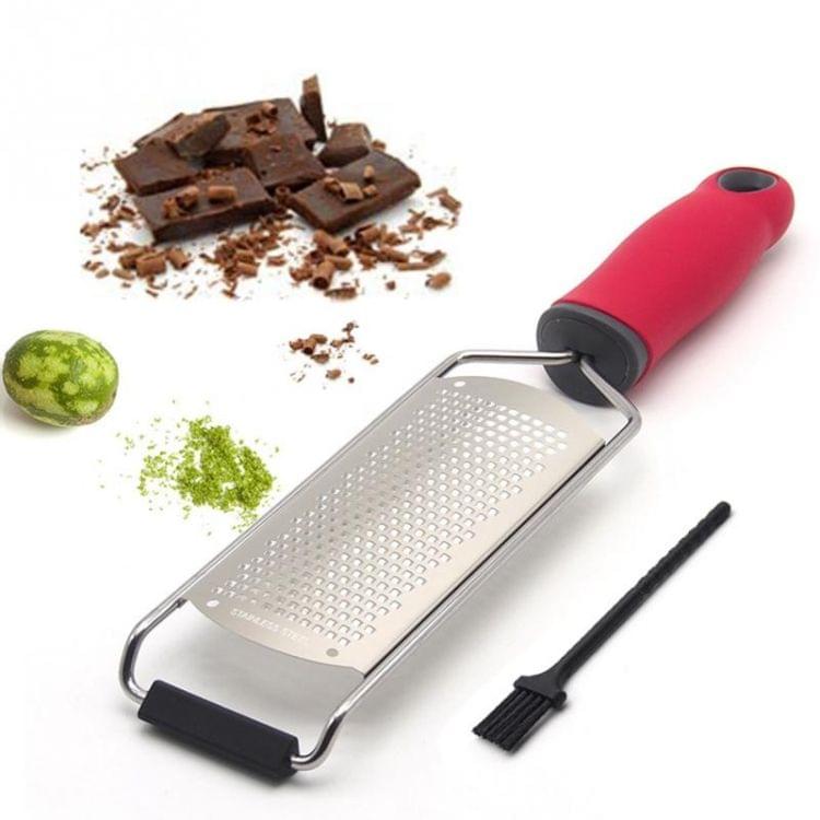 Cheese Grater Stainless Steel Blade Cheese Slicer Lemon Grater Chocolate Scraping Planer with Protective Cover(Red)