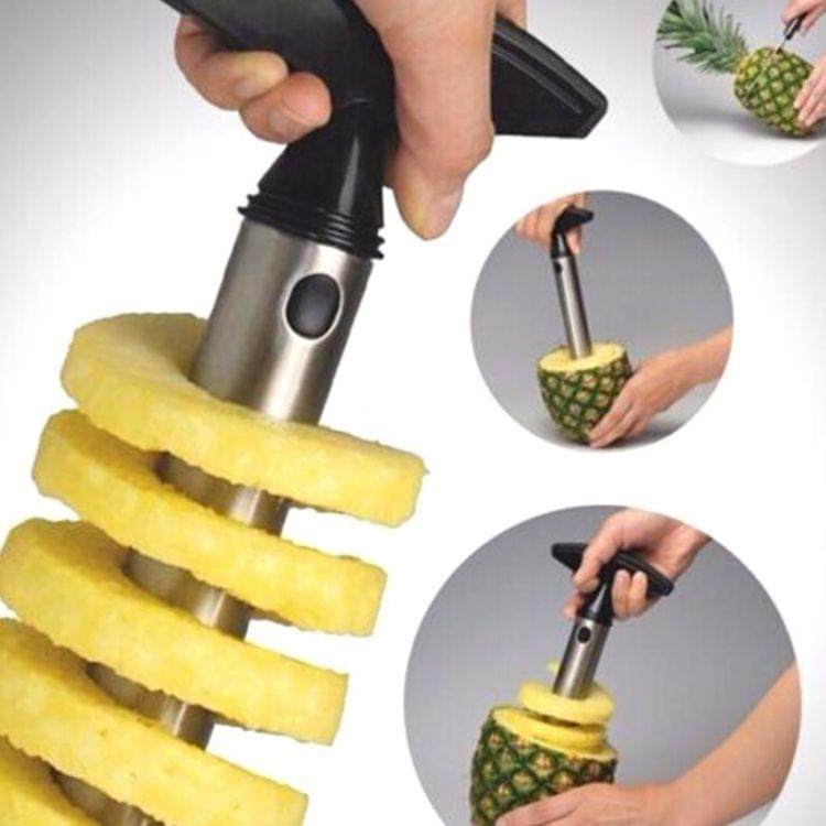2 PCS Stainless Steel Pineapple Peeler Slicers Fruit Cutter Kitchen Tools(Black handle)