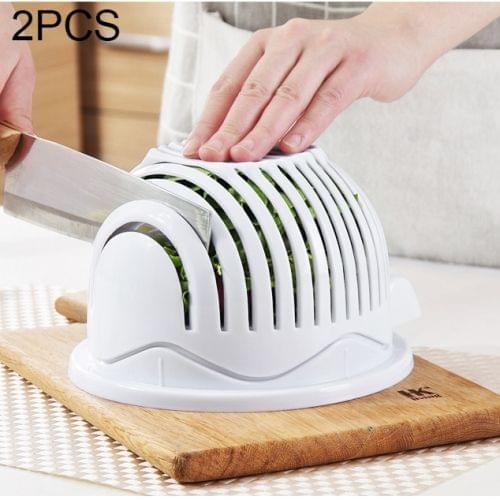 2 PCS Kitchen PP/ABS Fruit Salad Cutting Bowl
