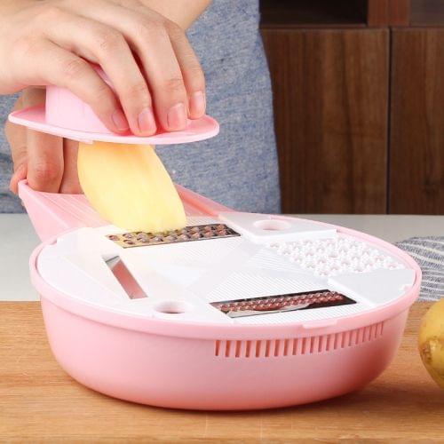 C319 Multifunctional Household Kitchen Vegetables Cutter Potato Grater(Pink)