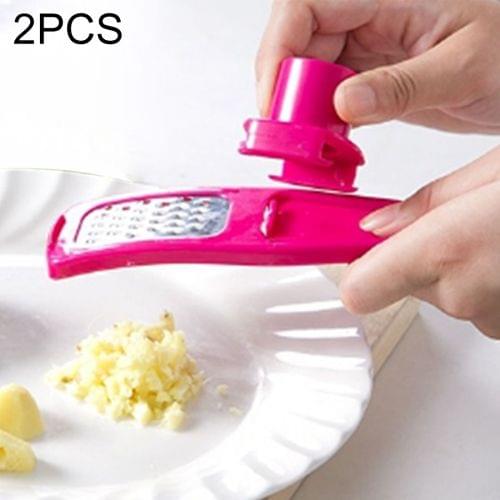 2 PCS Multi-function Grinding Garlic Ginger Mill Cut Garlic Press Utensils Grater Planer Tool(Red)