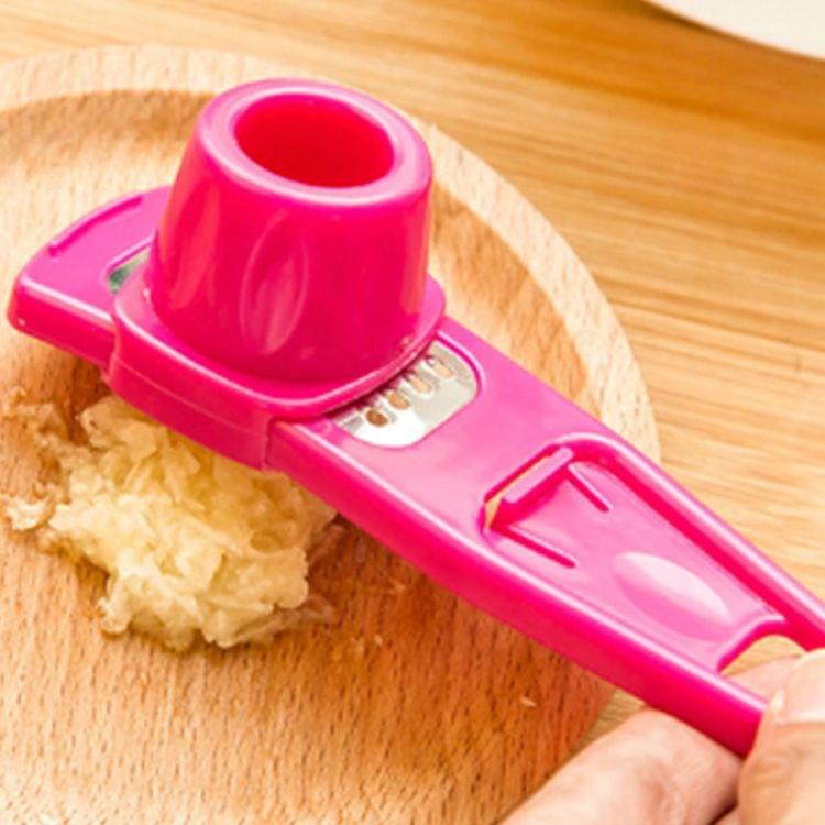 2 PCS Multi-function Grinding Garlic Ginger Mill Cut Garlic Press Utensils Grater Planer Tool(Red)