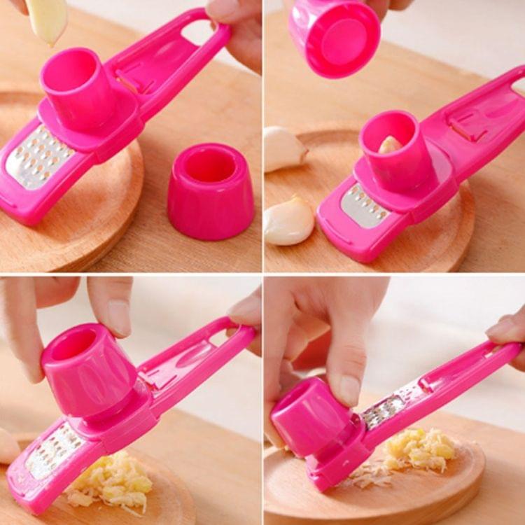 2 PCS Multi-function Grinding Garlic Ginger Mill Cut Garlic Press Utensils Grater Planer Tool(Red)
