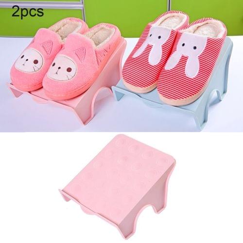2 PCS Creative Plastic Double Shoe shelves, Size: 25.5 * 20.7cm(Pink )