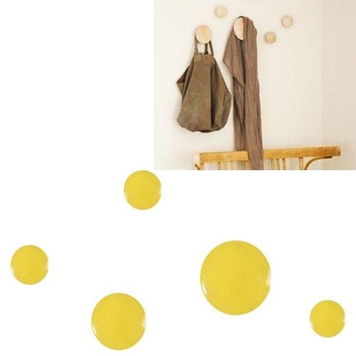 5 in 1 Wood Material Clothes Hanger Rack Round Hook Wall Hanger Pretty Home Decoration, Max Load Weight: 30kg(Yellow)