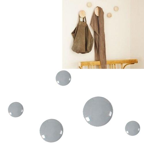 5 in 1 Wood Material Clothes Hanger Rack Round Hook Wall Hanger Pretty Home Decoration, Max Load Weight: 30kg(Grey)