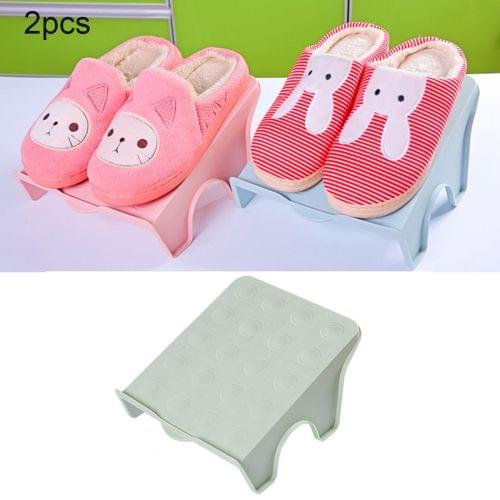 2 PCS Creative Plastic Double Shoe shelves, Size: 25.5 * 20.7cm(Green)
