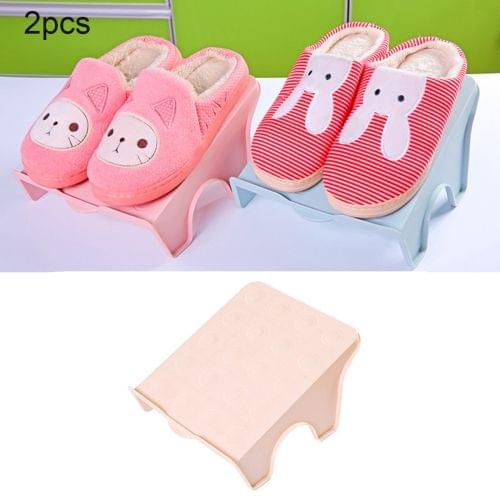 2 PCS Creative Plastic Double Shoe shelves, Size: 25.5 * 20.7cm(Khaki)