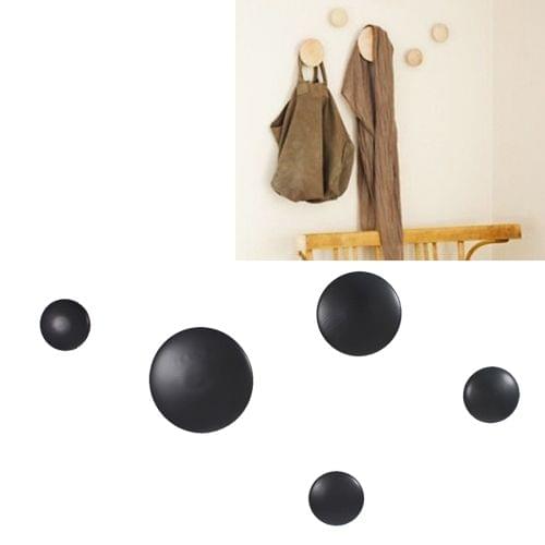 5 in 1 Wood Material Clothes Hanger Rack Round Hook Wall Hanger Pretty Home Decoration, Max Load Weight: 30kg(Black)