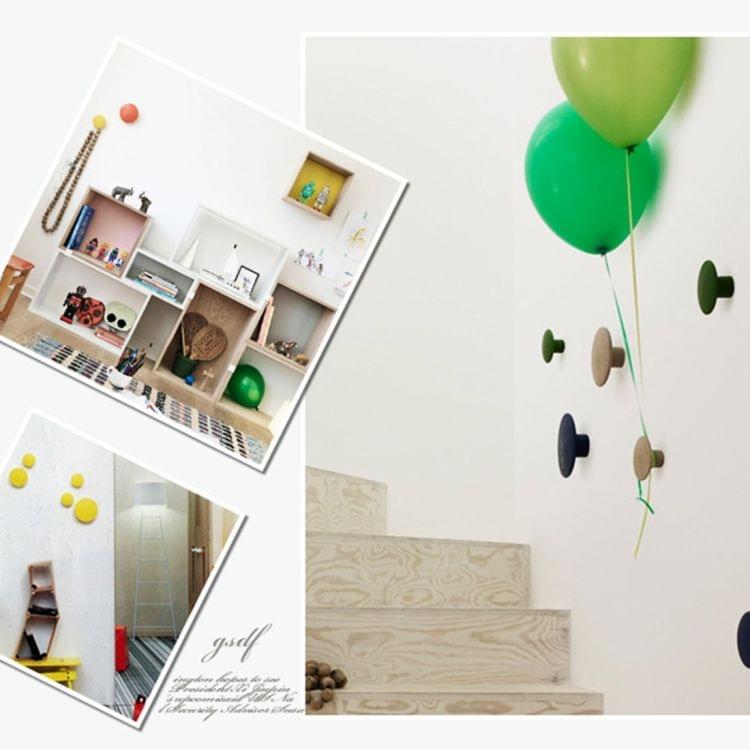 5 in 1 Wood Material Clothes Hanger Rack Round Hook Wall Hanger Pretty Home Decoration, Max Load Weight: 30kg(Black)