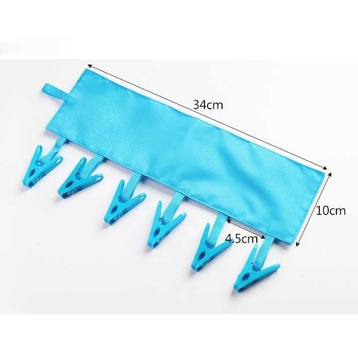 2 PCS Portable Foldable Indoor Travel Clothes Hangers with  6 Clips(Blue)