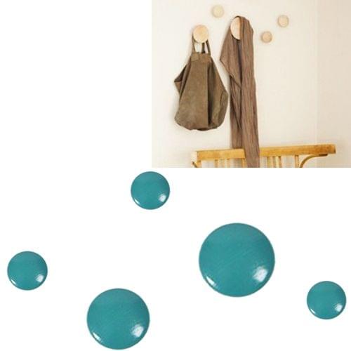 5 in 1 Wood Material Clothes Hanger Rack Round Hook Wall Hanger Pretty Home Decoration, Max Load Weight: 30kg(Blue)