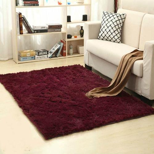 Shaggy Carpet for Living Room Home Warm Plush Floor Rugs fluffy Mats Kids Room Faux Fur Area Rug, Size:80x200cm(Wine Red)