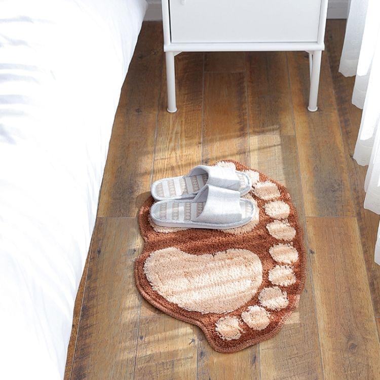 1390 Foot-shaped Non Slip Shaggy Soft Water Absorption Bedroom Bathroom Carpet Mat(Coffee)