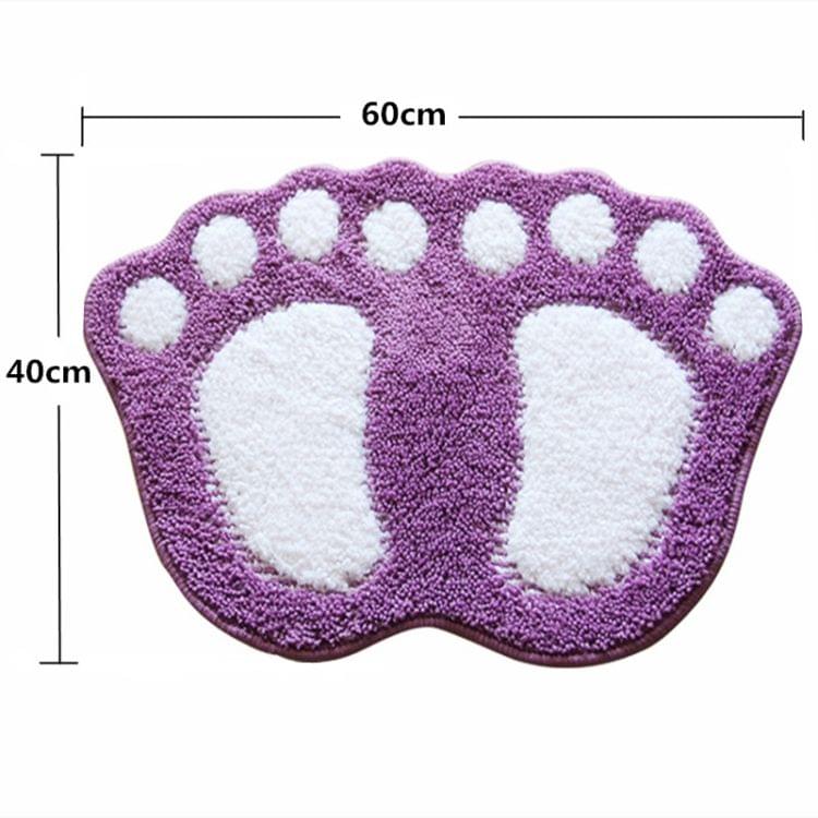 Foot-shaped Non Slip Shaggy Soft Water Absorption Bedroom Bathroom Carpet Mat, Size: 40x60cm(Purple)