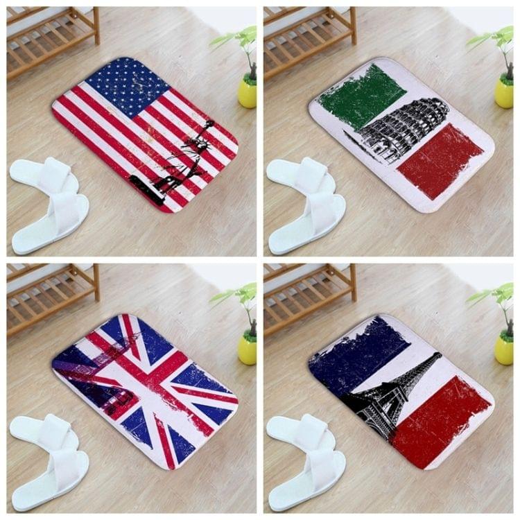 Italy Flag Pattern Rectangular Bathroom Living Room Bedroom Door Anti-skid Household Foot Pad Carpet, Size: 40cm x 60cm