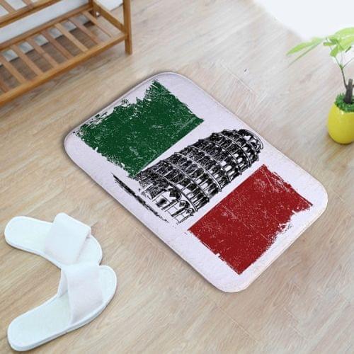 Italy Flag Pattern Rectangular Bathroom Living Room Bedroom Door Anti-skid Household Foot Pad Carpet, Size: 40cm x 60cm