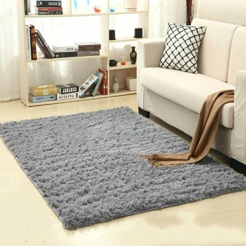 Shaggy Carpet for Living Room Home Warm Plush Floor Rugs fluffy Mats Kids Room Faux Fur Area Rug, Size:80x200cm(Sliver Gray)