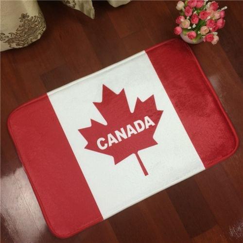 Canada Flag Pattern Rectangular Bathroom Living Room Bedroom Door Flannel Anti-skid Household Foot Pad Carpet, Size: 50cm x 80cm