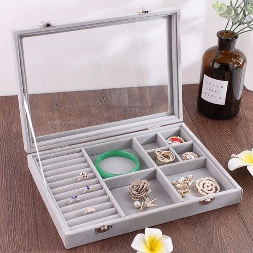 5 In 1 Multi-function Ear Stud Earrings Bracelet Pendant Necklace Ring Jewelry Protective Display Storage Box (Grey)