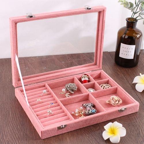 5 In 1 Multi-function Ear Stud Earrings Bracelet Pendant Necklace Ring Jewelry Protective Display Storage Box (Pink)