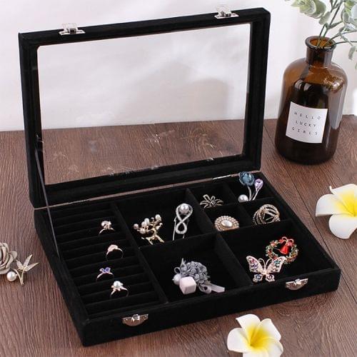 5 In 1 Multi-function Ear Stud Earrings Bracelet Pendant Necklace Ring Jewelry Protective Display Storage Box (Black)