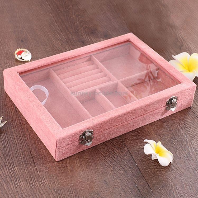 6 In 1 Multi-function Ear Stud Earrings Bracelet Pendant Necklace Ring Jewelry Protective Display Storage Box (Pink)