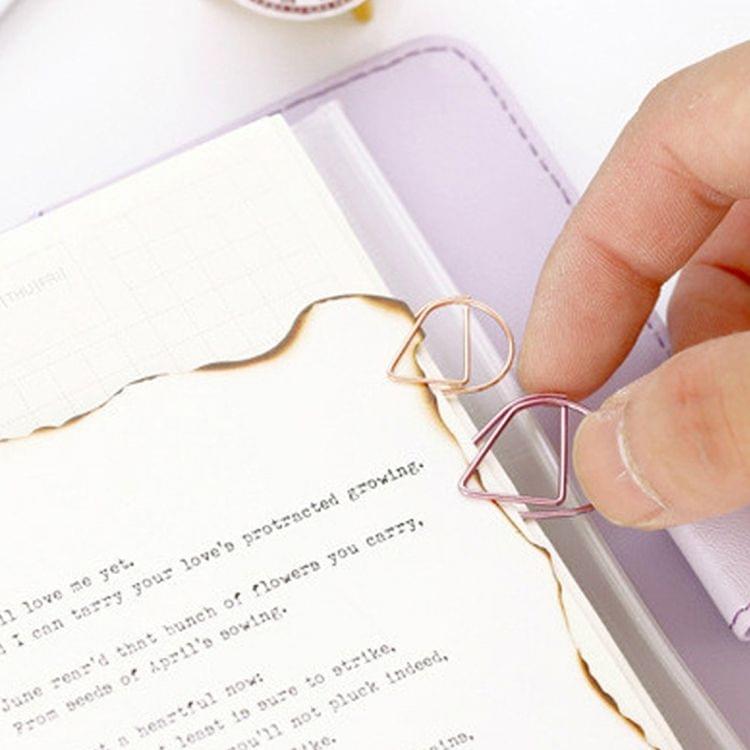 50 PCS Metal Material Water Drop Shape Paper Clips Color Funny Bookmark Office Shool Stationery Marking Clips, Random Color Delivery
