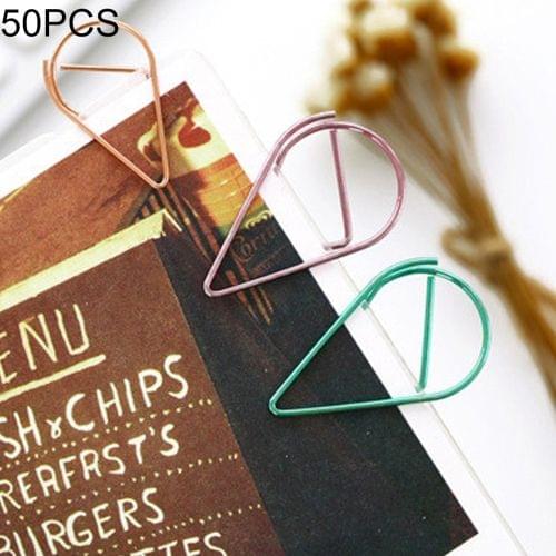 50 PCS Metal Material Water Drop Shape Paper Clips Color Funny Bookmar ...