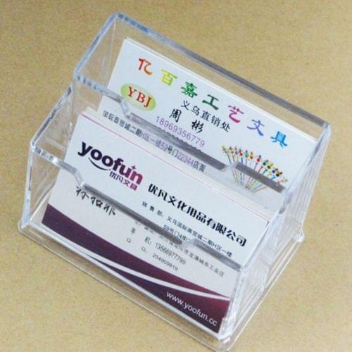 4 PCS Acrylic Transparent Double Grid Card Case Name Card Stand(Transparent)