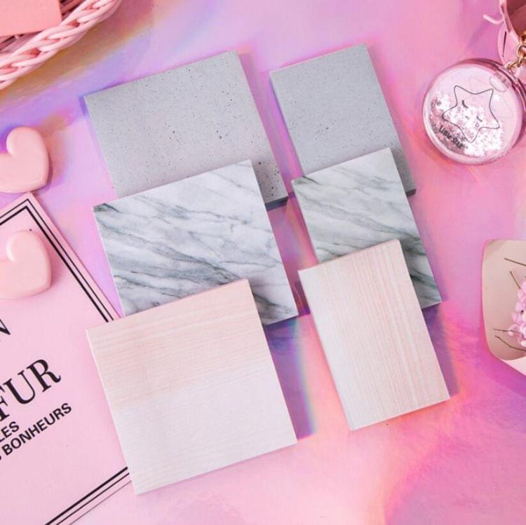 3 PCS Marble Color Notepad Self Adhesive Memo Pad Sticky Notes Bookmark School Office Supply(Cement ash small)