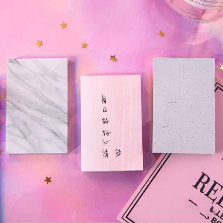 3 PCS Marble Color Notepad Self Adhesive Memo Pad Sticky Notes Bookmark School Office Supply(Cement ash small)