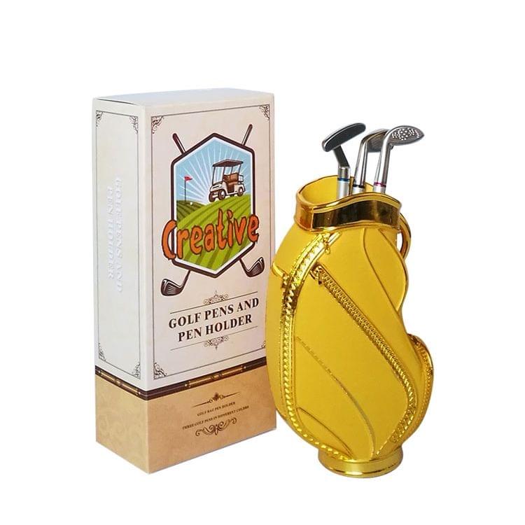Business Office Creative Craft Gift Golf Bag Shape Pen Cylinder Pen Container,Size:16x10x6cm